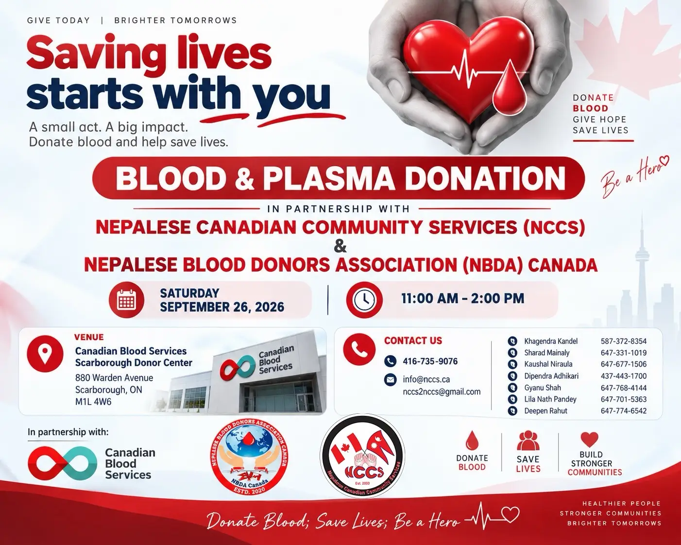 Community Blood & Plasma Donation Drive | NCCS & NBDA Canada